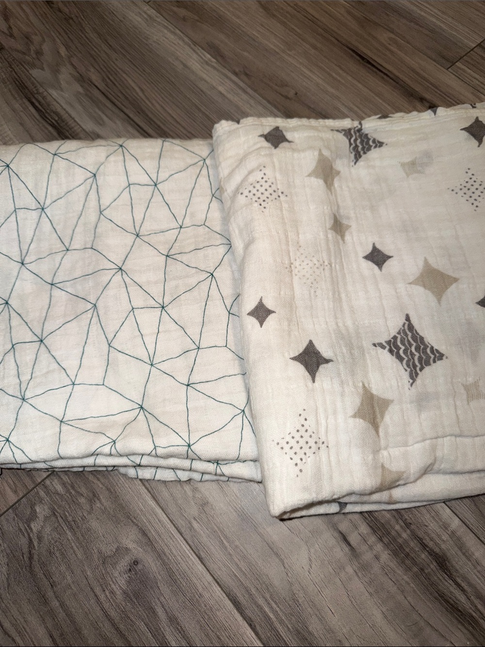 aden + anais Muslin Swaddle Duo in Teal Geometric & Neutral Star Prints